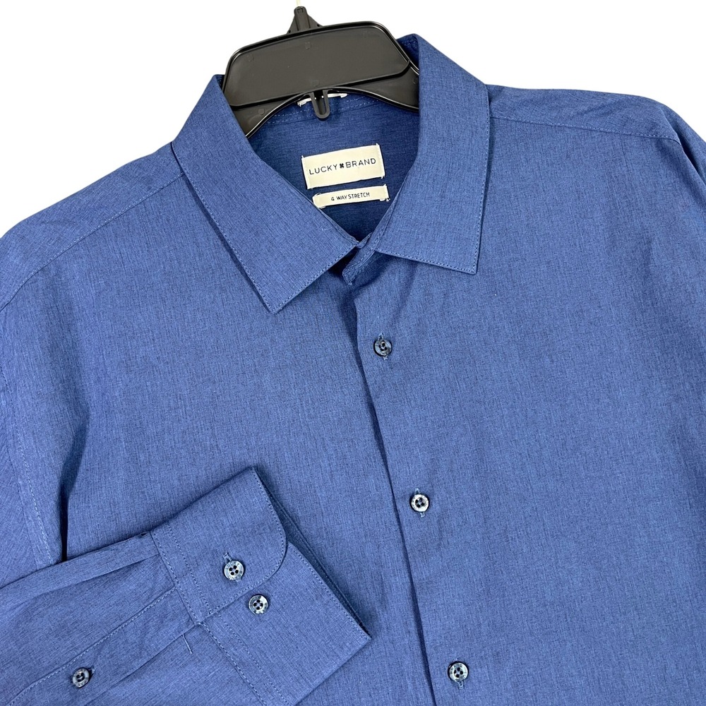 Lucky Brand Slim Fit 4 Way Stretch Button Down Long Sleeve Office Mens XL